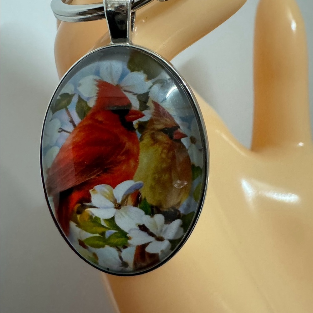 creative trending red cardinal with its love keychain you can put it anywhere